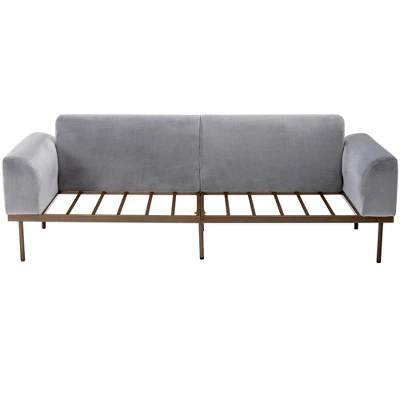 ModernLuxe Modern Velvet Loveseat Sofa with Metal Legs & Two Pillows 13 ModernLuxe Modern Velvet Loveseat Sofa with Metal Legs & Two Pillows - Image 11