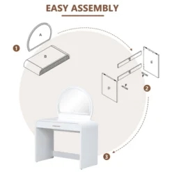 40"W Dressing Table Vanity Table Makeup Table With Touch Screen Lighted Mirror And Large Drawe - ModernLuxe -Luxe Furniture Sale GUEST 78208ef8 1d99 4fdd bd39 274d8a62e42c