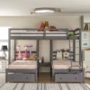 ModernLuxe Full Over Twin & Twin Triple Bunk Bed with Stairs - Gray 2 ModernLuxe Full Over Twin & Twin Triple Bunk Bed with Stairs - Gray -Luxe Furniture Sale GUEST 79b7c013 7d50 4adf bc02 4059ce6bb4d7