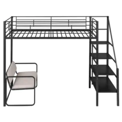 ModernLuxe Twin Size Metal Loft Bed with Integrated Bench and Storage Staircase -Luxe Furniture Sale GUEST 7a7f11ac 3b61 45da 93a1 f7a66ff9c54d