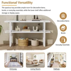 54"W Retro Elegant Console Table With Marble-Effect Top And Versatile Storage Solutions For Entryway 4S - ModernLuxe -Luxe Furniture Sale GUEST 7a8cfbef 5b33 4bbd bce3 78fc87bf7883
