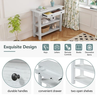 ModernLuxe 36-Inch Retro Entryway Table with Drawer and 2-Tier Storage Shelves 13 ModernLuxe 36-Inch Retro Entryway Table with Drawer and 2-Tier Storage Shelves - Image 11