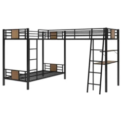 ModernLuxe L-Shaped Twin Over Twin Bunk Bed with Loft Bed and Desk - Brown -Luxe Furniture Sale GUEST 7c38de7f 94d2 4279 a48e b608e26b3610