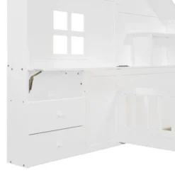 Twin/Full Size House Bed With Window Platform Bed Frame With Bedside Drawers, Shelves, A Set Of Sockets And USB Port, White-ModernLuxe -Luxe Furniture Sale GUEST 7c832fa2 3cca 43d9 a42b d5bc15738fe0