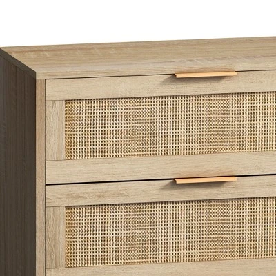 6-Drawer Rattan Dresser For Living Room And Bedroom, Natural - ModernLuxe 8 6-Drawer Rattan Dresser For Living Room And Bedroom, Natural - ModernLuxe - Image 6