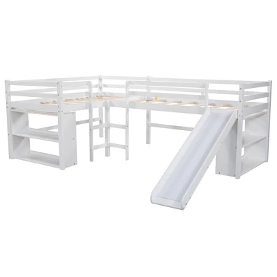 ModernLuxe Twin Size L-Shaped Loft Bed with Slide and Movable Two-Tier Shelves 7 ModernLuxe Twin Size L-Shaped Loft Bed with Slide and Movable Two-Tier Shelves - Image 5