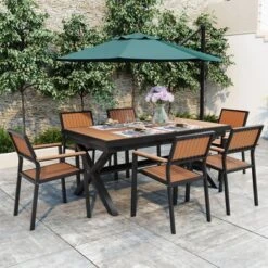 ModernLuxe 7-Piece Outdoor Dining Set with Extendable Table & 6 Chairs