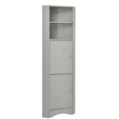 Tall Bathroom Freestanding Corner Cabinet With Door And Adjustable Shelves - ModernLuxe 5 Tall Bathroom Freestanding Corner Cabinet With Door And Adjustable Shelves - ModernLuxe - Image 3
