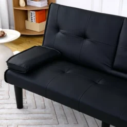 67" Loveseat Folding Sofa Bed With Adjustable Backrest & Cup Holders, Convertible Futon Sofa Couch - ModernLuxe -Luxe Furniture Sale GUEST 7e89ee42 c43b 4ad6 8f65 e3007d63c948