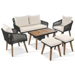 ModernLuxe 6-Piece Rope Patio Conversation Set with Acacia Wood Bar Table and Ice Bucket 18 ModernLuxe 6-Piece Rope Patio Conversation Set with Acacia Wood Bar Table and Ice Bucket -Luxe Furniture Sale GUEST 7fe68b2a 8868 44fe ae8b 22a777382e04