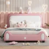 ModernLuxe Rabbit-Shape Princess Upholstered Platform Bed in White and Pink -Luxe Furniture Sale GUEST 8076bbf4 2526 4ad9 b932 7630ee6459b5