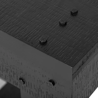 63" Vintage Console Table, Solid Fir Wood Entryway Table With 6 Legs, 4.5" Thick Desktop & Metal Rivet Decor For Living Room - ModernLuxe 11 63" Vintage Console Table, Solid Fir Wood Entryway Table With 6 Legs, 4.5" Thick Desktop & Metal Rivet Decor For Living Room - ModernLuxe - Image 9