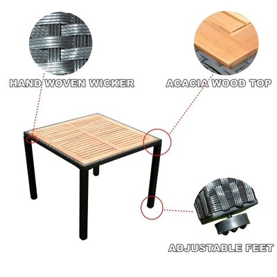 ModernLuxe 5-Piece Outdoor Patio Wicker Dining Set with Acacia Wood Table 13 ModernLuxe 5-Piece Outdoor Patio Wicker Dining Set with Acacia Wood Table - Image 11