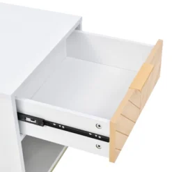 Nightstand With USB Charging Ports, End Table With 1 Drawer And Metal Legs, White+Natural Finish-ModernLuxe 15 Nightstand With USB Charging Ports, End Table With 1 Drawer And Metal Legs, White+Natural Finish-ModernLuxe -Luxe Furniture Sale GUEST 8176a0dd b541 41f9 a391 01b10ffd9522