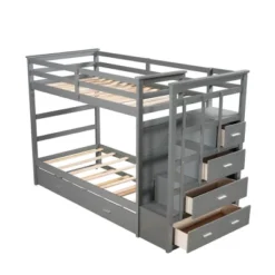 ModernLuxe Twin Over Twin Wood Bunk Bed with 4 Drawers, Trundle and Staircase 18 ModernLuxe Twin Over Twin Wood Bunk Bed with 4 Drawers, Trundle and Staircase -Luxe Furniture Sale GUEST 8194aab2 39ec 4d75 bef5 68c8e98ba193