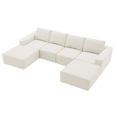 110"W Modular U-Shaped Sectional Sofa, Luxury Chenille Upholstered Foam-Filled Floor Couch Set - ModernLuxe 11 110"W Modular U-Shaped Sectional Sofa, Luxury Chenille Upholstered Foam-Filled Floor Couch Set - ModernLuxe - Image 9