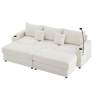 2/4/5/6 Pcs Sectional Sofa Couch, Storage Sofa Chair With Movable Ottoman, USB Ports, Cup Holders, Phone Holder -ModernLuxe 9 2/4/5/6 Pcs Sectional Sofa Couch, Storage Sofa Chair With Movable Ottoman, USB Ports, Cup Holders, Phone Holder -ModernLuxe - Image 7