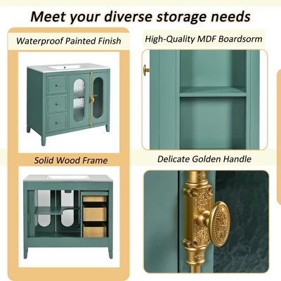 ModernLuxe 36" Solid Wood Bathroom Vanity with Soft-Close Doors and Ceramic Sink 5 ModernLuxe 36" Solid Wood Bathroom Vanity with Soft-Close Doors and Ceramic Sink - Image 3