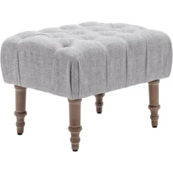 Mid Century Button-Tufted Upholstered Accent Chair Set With Linen Fabric And Ottoman-ModernLuxe -Luxe Furniture Sale GUEST 82f2e7a8 9419 4b37 bc87 957758f892d6