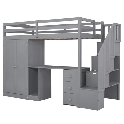 ModernLuxe Twin Loft Bed: All-in-One Desk, Wardrobe & Storage Solution 8 ModernLuxe Twin Loft Bed: All-in-One Desk, Wardrobe & Storage Solution - Image 6