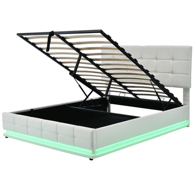 Queen Size PU Tufted Upholstered Platform Bed With Hydraulic Storage System, LED Lights And USB Charger-ModernLuxe 8 Queen Size PU Tufted Upholstered Platform Bed With Hydraulic Storage System, LED Lights And USB Charger-ModernLuxe - Image 6