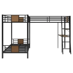 ModernLuxe L-Shaped Twin Over Twin Bunk Bed with Loft Bed and Desk - Brown -Luxe Furniture Sale GUEST 84df8ab9 b3c6 4c6f a382 44199549eae3