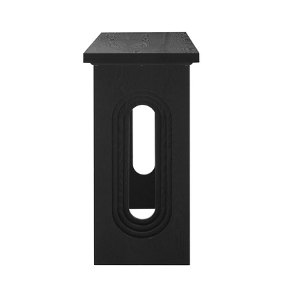 59.2"W Modern Console Table With Distinctive Round Hollow Legs And Fraxinus Mandschuric Solid Wood Veneer - ModernLuxe 9 59.2"W Modern Console Table With Distinctive Round Hollow Legs And Fraxinus Mandschuric Solid Wood Veneer - ModernLuxe - Image 7