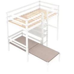 ModernLuxe Convertible Twin Loft Bed with L-Shaped Desk, Shelves, and Ladder -Luxe Furniture Sale GUEST 86280e52 efee 49b3 b9d8 ad0a86492770