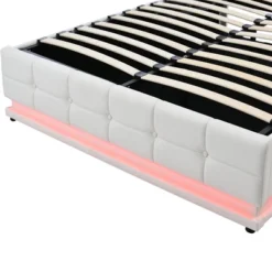 Queen Size PU Tufted Upholstered Platform Bed With Hydraulic Storage System, LED Lights And USB Charger-ModernLuxe 23 Queen Size PU Tufted Upholstered Platform Bed With Hydraulic Storage System, LED Lights And USB Charger-ModernLuxe -Luxe Furniture Sale GUEST 865d21e3 240c 4596 92ba d9aad3591167