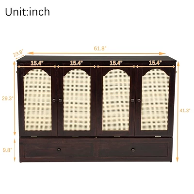 ModernLuxe Queen Size Murphy Cabinet Bed with Rattan Panel & Integrated Charging Station 8 ModernLuxe Queen Size Murphy Cabinet Bed with Rattan Panel & Integrated Charging Station - Image 6