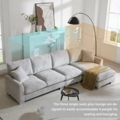 5-Seat L-Shaped Chenille Oversized Sectional Sofa Set With 2 Free Pillows, 4W-ModernLuxe -Luxe Furniture Sale GUEST 87c179f1 d088 4959 8566 17d02c3465bd