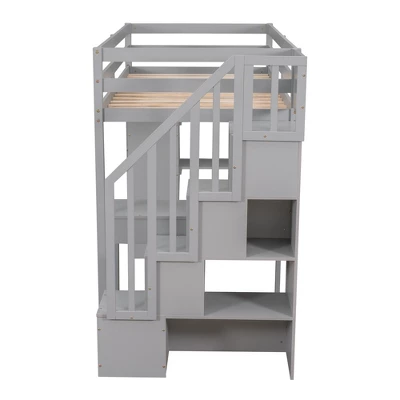 ModernLuxe Twin Size Wooden Loft Bed with Storage Drawers, Desk, and Shelves 9 ModernLuxe Twin Size Wooden Loft Bed with Storage Drawers, Desk, and Shelves - Image 7