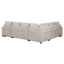 109"W U-Shaped Sectional Sofa, Pull-Out Sofa Bed With 2 USB Ports, A Storage Chaise Lounge And 4 Back Pillows 4B - ModernLuxe -Luxe Furniture Sale GUEST 8841e20f b513 4e4a ba1a f290eef8be38