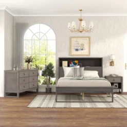 ModernLuxe 3-Piece Bedroom Set with Storage Platform Bed, Dresser, and Nightstand