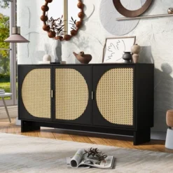 Modern Storage Cabinet With Rattan Door And Adjustable Shelves, Accent Cabinet Buffet Cabinet For Living Room-ModernLuxe -Luxe Furniture Sale GUEST 89540e24 7106 48a5 9d2e 665c8ac71972