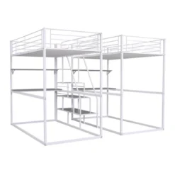 ModernLuxe Double Twin Over Twin Metal Bunk Bed with Desks and Storage Staircase -Luxe Furniture Sale GUEST 89a37892 11fb 4dc3 a46f 9bb61f201a3b
