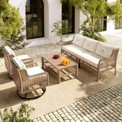 ModernLuxe 4-Piece Outdoor Wicker Patio Set with 360° Swivel Chairs