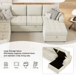 ModernLuxe 107.5" U-Shaped Sectional Sofa Bed with Storage Chaise & Charging Ports -Luxe Furniture Sale GUEST 8a8830cf e49c 4824 92cb 4f8adf34054c