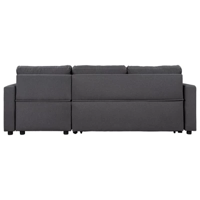 87.4"W Modern L-Shaped Sectional Sofa, Elegant Upholstered Sleeper Sofa Bed With Storage Chaise & 2 Throw Pillows, Gray - ModernLuxe 13 87.4"W Modern L-Shaped Sectional Sofa, Elegant Upholstered Sleeper Sofa Bed With Storage Chaise & 2 Throw Pillows, Gray - ModernLuxe - Image 11