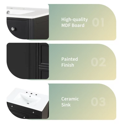 ModernLuxe 30-Inch Bathroom Vanity with Integrated Ceramic Sink Top and 2 Drawers 9 ModernLuxe 30-Inch Bathroom Vanity with Integrated Ceramic Sink Top and 2 Drawers - Image 7