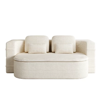 Foldable Sofa Convertible Sleeper Sofa Bed Floor Sofa Corduroy Upholstered Lounge Sofa With Multi Functional Blanket & Pillows - ModernLuxe 5 Foldable Sofa Convertible Sleeper Sofa Bed Floor Sofa Corduroy Upholstered Lounge Sofa With Multi Functional Blanket & Pillows - ModernLuxe - Image 3