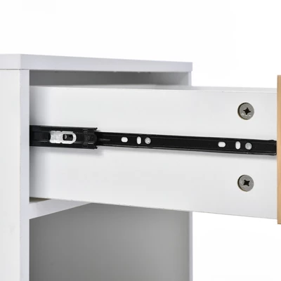 Nightstand With USB Charging Ports, End Table With 1 Drawer And Metal Legs, White+Natural Finish-ModernLuxe 9 Nightstand With USB Charging Ports, End Table With 1 Drawer And Metal Legs, White+Natural Finish-ModernLuxe - Image 7