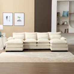 ModernLuxe 110.63" Modern U-Shaped Sectional Sofa with Pillows