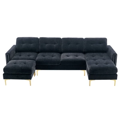 111" U-Shape Convertible Sectional Sofa Couch With Movable Ottoman-ModernLuxe 9 111" U-Shape Convertible Sectional Sofa Couch With Movable Ottoman-ModernLuxe - Image 7
