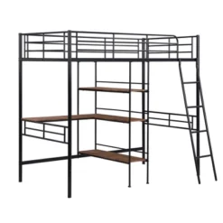 ModernLuxe Twin Size Metal Loft Bed with Built-in Desk and Shelves -Luxe Furniture Sale GUEST 8e76cdcf 0be5 4bc4 bcfe 242c9f6ef4d0