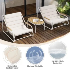 ModernLuxe 3-Piece Outdoor Patio Chaise Lounge Chair Set with Acacia Side Table -Luxe Furniture Sale GUEST 8e834845 5f22 451c a0cd a34db0496c78