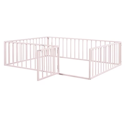 ModernLuxe Metal Floor Bed Frame with Safety Fence and Swing Door 8 ModernLuxe Metal Floor Bed Frame with Safety Fence and Swing Door - Image 6