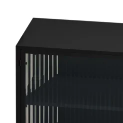 43.31" Contemporary Glass Door Cabinet With Two Levels Of Storage, Black - ModernLuxe -Luxe Furniture Sale GUEST 8ec7cdb0 9413 4b73 9c39 2bdc067bf333