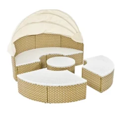ModernLuxe Round Outdoor Rattan Sectional Daybed with Retractable Canopy -Luxe Furniture Sale GUEST 8f8f756c 2604 494a 8f50 47abfb51d3bd