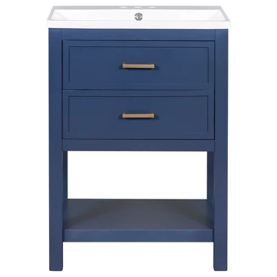 ModernLuxe 24" Modern Blue and Gold Bathroom Vanity with Integrated Resin Sink 5 ModernLuxe 24" Modern Blue and Gold Bathroom Vanity with Integrated Resin Sink - Image 3